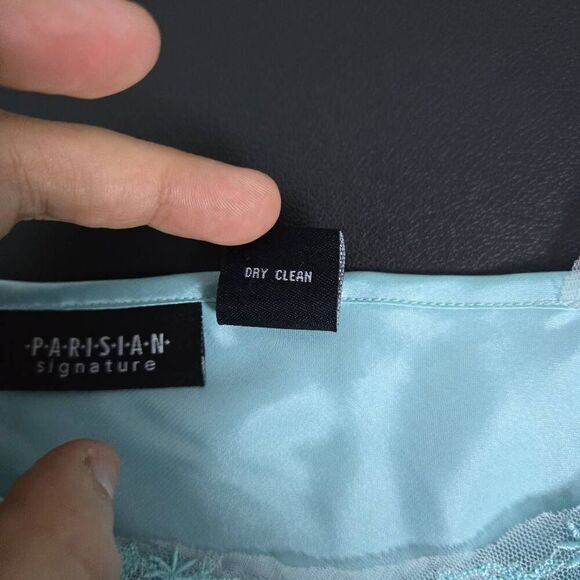 VTG Parisian Signature Women Satin Babydoll Top Large Blue Beaded Fairy Coquette - Picture 5 of 7